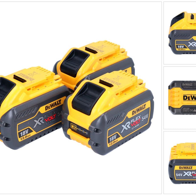 DeWalt 3x DCB 548 Akku 18 V / 54 V max. 12 Ah / 12000 mAh Li-Ion XR FLEXVOLT - mit Ladestandanzeige