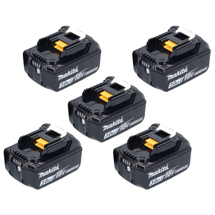 Makita Akku Set 5x BL 1830 B 18 V 3,0 Ah / 3000 mAh Li-Ion ( 5x 197599-5 ) mit LED Anzeige - original, kein Nachbau