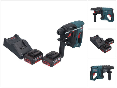 Bosch GBH 18V-21 Professional Akku Bohrhammer 18 V 2,0 J SDS plus Brushless + 2x Akku 5,0 Ah + Ladegerät