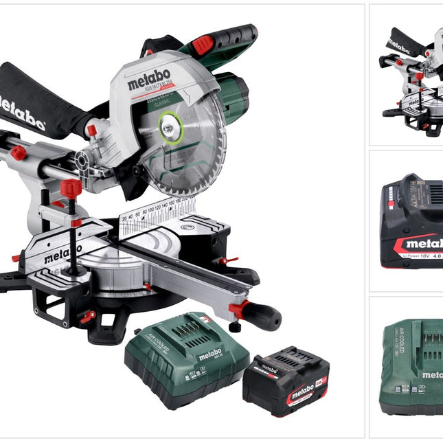 Metabo KGS 18 LTX BL 254 Scie a onglet radiale sans fil 18 V 254 mm Brushless ( 614254920 ) + 1x batterie 4,0 Ah + kit chargeur