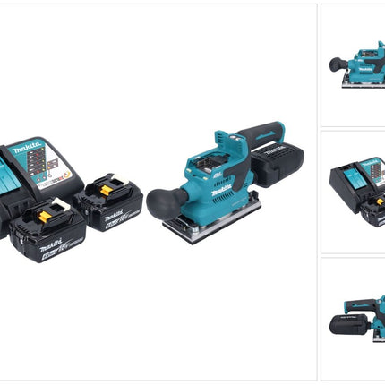 Makita DBO 382 RG cordless orbital sander 18 V 93 x 185 mm brushless + 2x rechargeable battery 6.0 Ah + charger