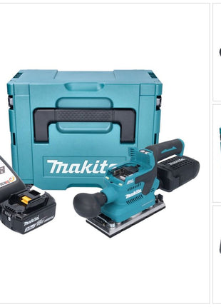 Makita DBO 382 RF1J Akumulatorowa szlifierka oscylacyjna 18 V 93 x 185 mm bezszczotkowa + 1x akumulator 3,0 Ah + ładowarka + Makpac