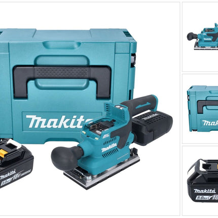 Makita DBO 382 T1J akumulatorowa szlifierka oscylacyjna 18 V 93 x 185 mm bezszczotkowa + 1x akumulator 5,0 Ah + Makpac - bez ładowarki