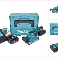 Makita DBO 382 RT1J Akku Schwingschleifer 18 V 93 x 185 mm Brushless + 1x Akku 5,0 Ah + Ladegerät + Makpac