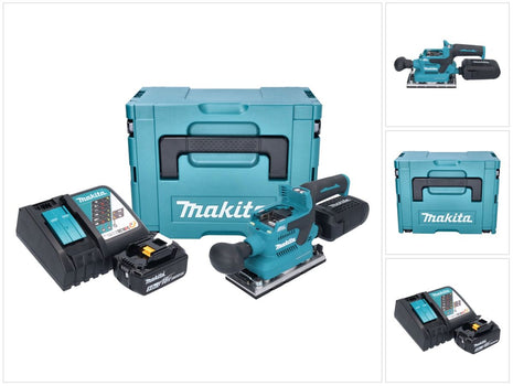 Makita DBO 382 RT1J Levigatrice orbitale a batteria 18 V 93 x 185 mm brushless + 1x batteria ricaricabile 5,0 Ah + caricabatteria + Makpac