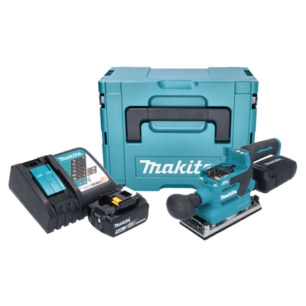 Makita DBO 382 RT1J cordless orbital sander 18 V 93 x 185 mm brushless + 1x rechargeable battery 5.0 Ah + charger + Makpac