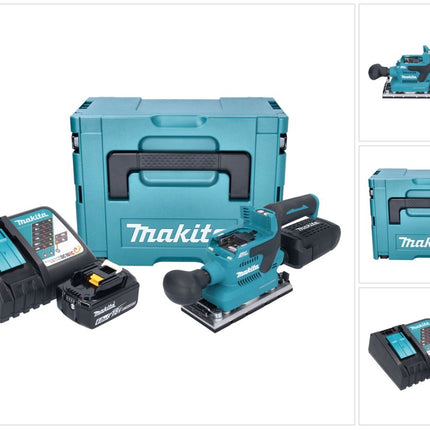 Makita DBO 382 RG1J cordless orbital sander 18 V 93 x 185 mm brushless + 1x rechargeable battery 6.0 Ah + charger + Makpac
