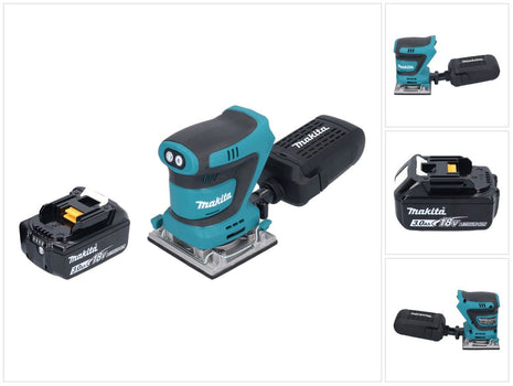 Makita DBO 484 F1 Akku Schwingschleifer 18 V 112 x 102 mm + 1x Akku 3,0 Ah - ohne Ladegerät