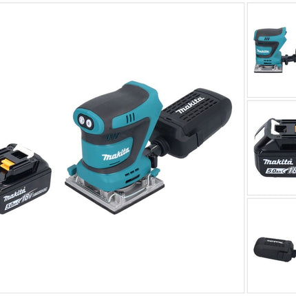Makita DBO 484 T1 cordless orbital sander 18 V 112 x 102 mm + 1x rechargeable battery 5.0 Ah - without charger