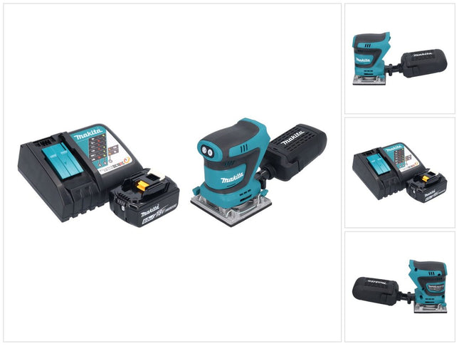 Makita DBO 484 RG1 cordless orbital sander 18 V 112 x 102 mm + 1x rechargeable battery 6.0 Ah + charger