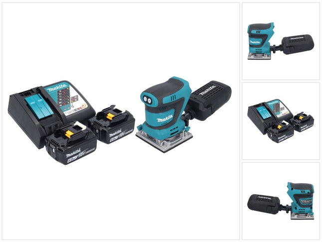Makita DBO 484 RG cordless orbital sander 18 V 112 x 102 mm + 2x rechargeable battery 6.0 Ah + charger