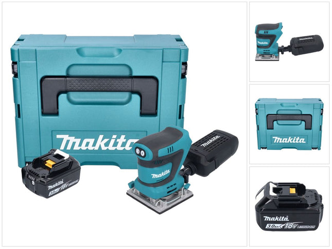 Makita DBO 484 F1J akumulatorowa szlifierka oscylacyjna 18 V 112 x 102 mm + 1x akumulator 3,0 Ah + Makpac - bez ładowarki