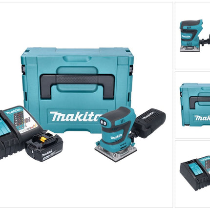 Levigatrice orbitale a batteria Makita DBO 484 RM1J 18 V 112 x 102 mm + 1x batteria 4,0 Ah + caricabatterie + Makpac