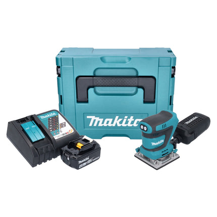 Levigatrice orbitale a batteria Makita DBO 484 RM1J 18 V 112 x 102 mm + 1x batteria 4,0 Ah + caricabatterie + Makpac