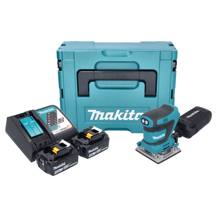 Makita DBO 484 RMJ levigatrice orbitale a batteria 18 V 112 x 102 mm + 2x batteria 4,0 Ah + caricabatterie + Makpac