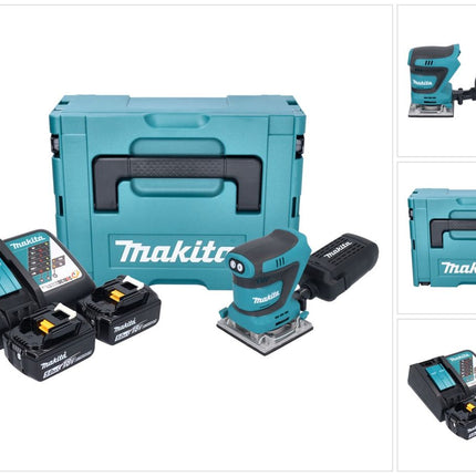Makita DBO 484 RTJ Akku Schwingschleifer 18 V 112 x 102 mm + 2x Akku 5,0 Ah + Ladegerät + Makpac