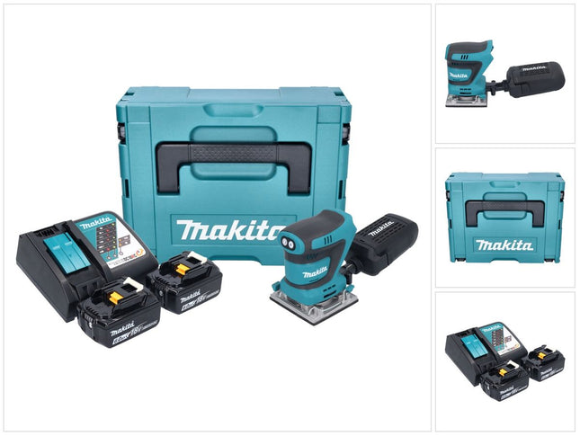 Makita DBO 484 RGJ cordless orbital sander 18 V 112 x 102 mm + 2x rechargeable battery 6.0 Ah + charger + Makpac