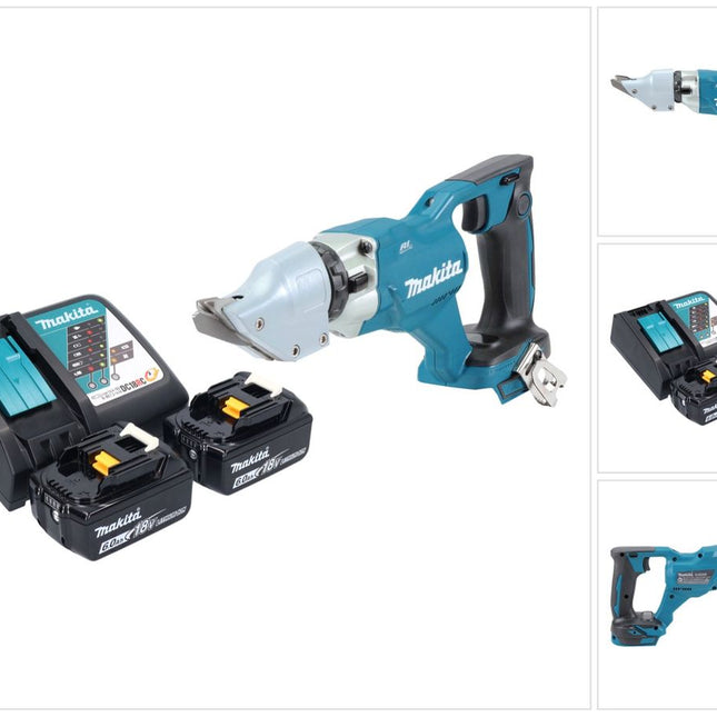Makita DJS 200 RG Akku Blechschere 18 V 2,0 mm Brushless + 2x Akku 6,0 Ah + Ladegerät