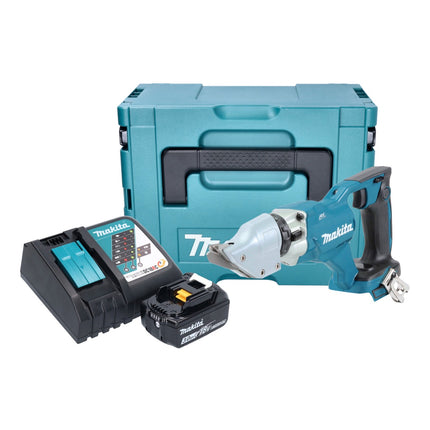 Makita DJS 200 RF1J Cisaille à tôle sans fil 18 V 2,0 mm Brushless + 1x batterie 3,0 Ah + chargeur + Makpac