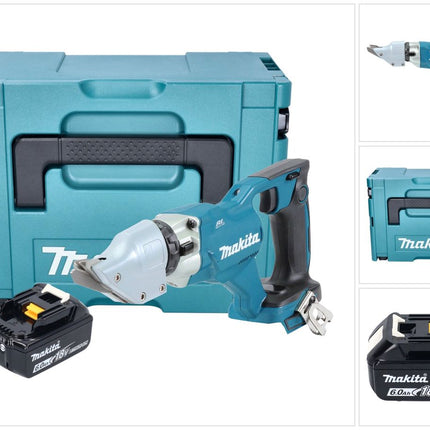 Makita DJS 200 G1J cordless sheet metal shears 18 V 2.0 mm brushless + 1x rechargeable battery 6.0 Ah + Makpac - without charger
