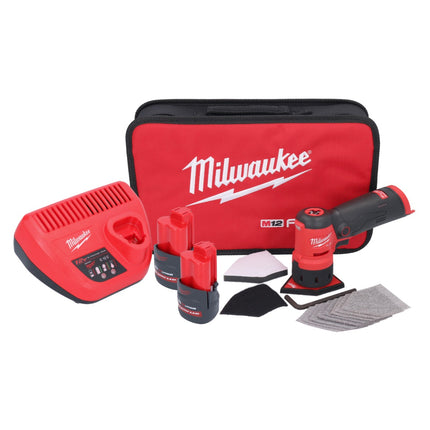 Milwaukee M12 FDSS-252B akumulatorowa szlifierka punktowa 12 V 88,8 x 63,5 mm + 2x akumulator 2,5 Ah + ładowarka