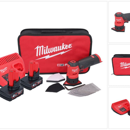 Milwaukee M12 FDSS-402B Akku Punktschleifer 12 V 88,8 x 63,5 mm + 2x Akku 4,0 Ah + Ladegerät