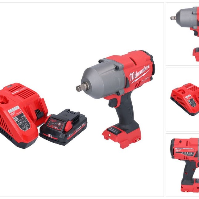 Milwaukee M18 FHIWF12-301 Akku Schlagschrauber 18 V 1356 Nm 1/2" Brushless + 1x Akku 3,0 Ah + Ladegerät