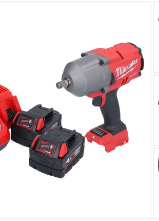 Llave de impacto a batería Milwaukee M18 FHIWF12-402 18 V 1356 Nm 1/2" sin escobillas + 2x baterías 4,0 Ah + cargador