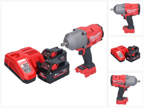 Clé à chocs sans fil Milwaukee M18 FHIWF12-802 18 V 1356 Nm 1/2" brushless + 2x batterie 8,0 Ah + chargeur