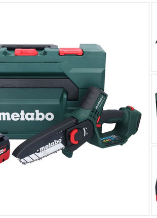 Sierra para madera a batería Metabo MS 18 LTX 15 18 V 15 cm 5 m/s + 1x batería 5,5 Ah + metaBOX - sin cargador