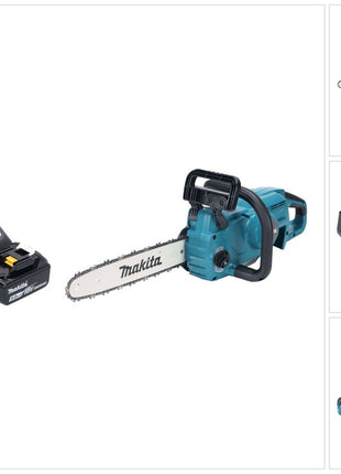 Motosierra a batería Makita DUC 357 RTX2 18 V 35 cm 7,7 m/s sin escobillas + 1x batería 5,0 Ah + cargador