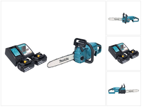 Makita DUC 357 RT2X2 Cordless chainsaw 18 V 35 cm 7.7 m/s Brushless + 2x battery 5.0 Ah + charger