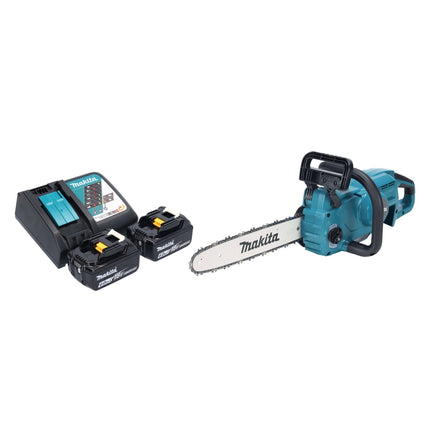 Makita DUC 357 RG2X2 Akumulatorowa pilarka łańcuchowa 18 V 35 cm 7,7 m/s Bezszczotkowa + 2x akumulator 6,0 Ah + ładowarka