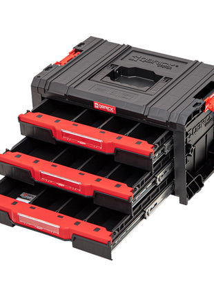 Qbrick System PRO Drawer 3 Toolbox 2.0 Basic z możliwością sztaplowania 450 x 310 x 244 mm 3x 4,5 l IP54 z trzema szufladami 9 wkładów