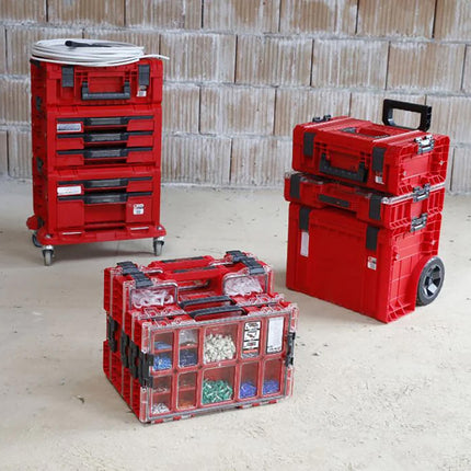 Qbrick System PRO Organizer 200 ROJO ULTRA HD apilable 452 x 296 x 79 mm 6 l IP54 con 8 embutidos