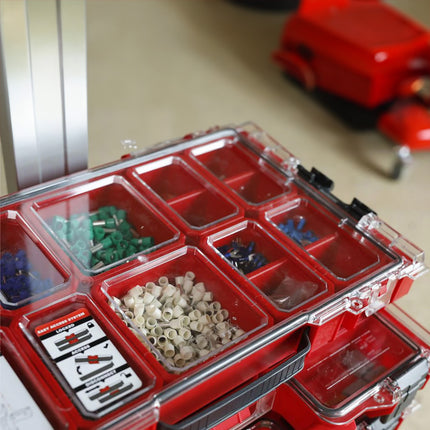 Qbrick System PRO Organizer 200 ROJO ULTRA HD apilable 452 x 296 x 79 mm 6 l IP54 con 8 embutidos