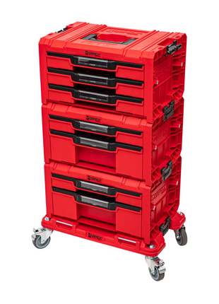 Qbrick System PRO Drawer Workshop Set 3 RED ULTRA HD + 2x Szuflada 2 Toolbox + 1x Szuflada 3 Toolbox + tablica na kółkach