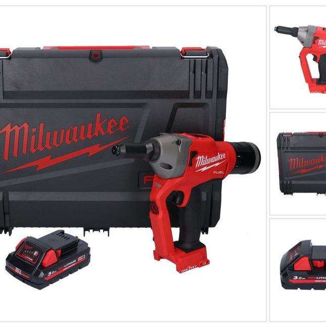 Milwaukee M18 ONEFPRT-301X Akku Blindnietgerät 18 V 20 kN Brushless + 1x Akku 3,0 Ah + HD Box - ohne Ladegerät