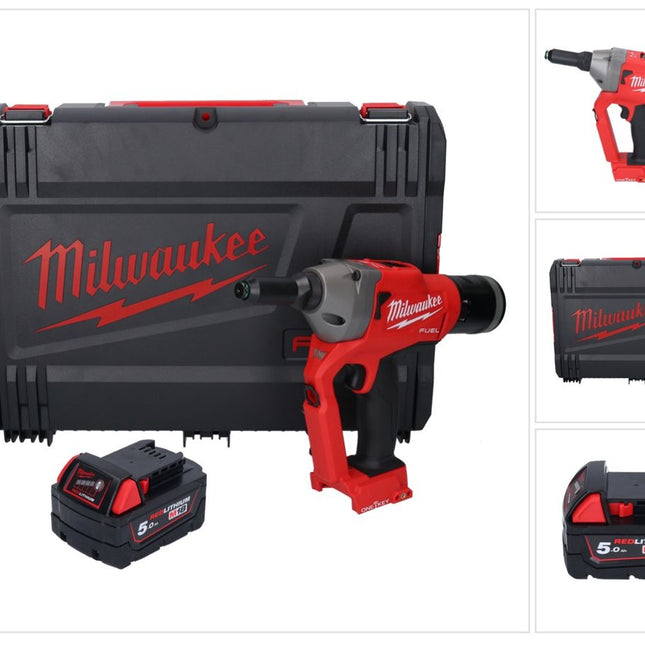 Milwaukee M18 ONEFPRT-501X Akku Blindnietgerät 18 V 20 kN Brushless + 1x Akku 5,0 Ah + HD Box - ohne Ladegerät