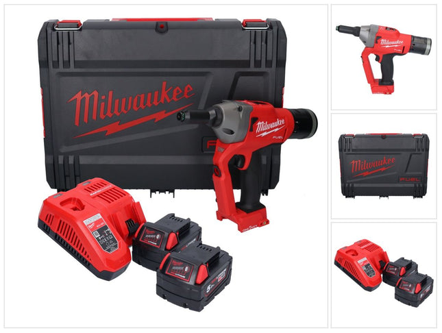 Remachadora sin cable Milwaukee M18 ONEFPRT-502X 18 V 20 kN sin escobillas + 2x batería recargable 5,0 Ah + cargador + caja HD