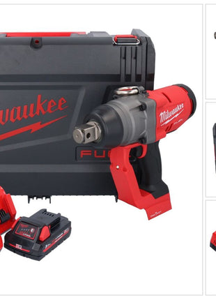 Llave de impacto inalámbrica Milwaukee M18 ONEFHIWF1-301X 18 V 2033 Nm 1″ sin escobillas + 1x batería 3.0 Ah + cargador + caja HD