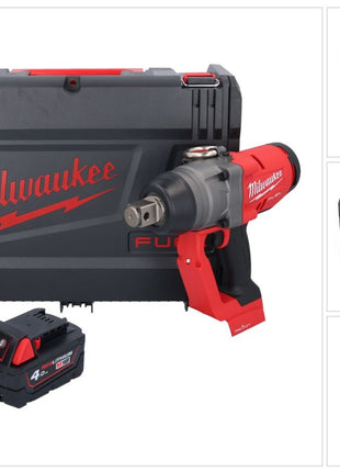 Milwaukee M18 ONEFHIWF1-401X Llave de impacto inalámbrica 18 V 2033 Nm 1″ sin escobillas + 1x batería 4,0 Ah + caja HD - sin cargador