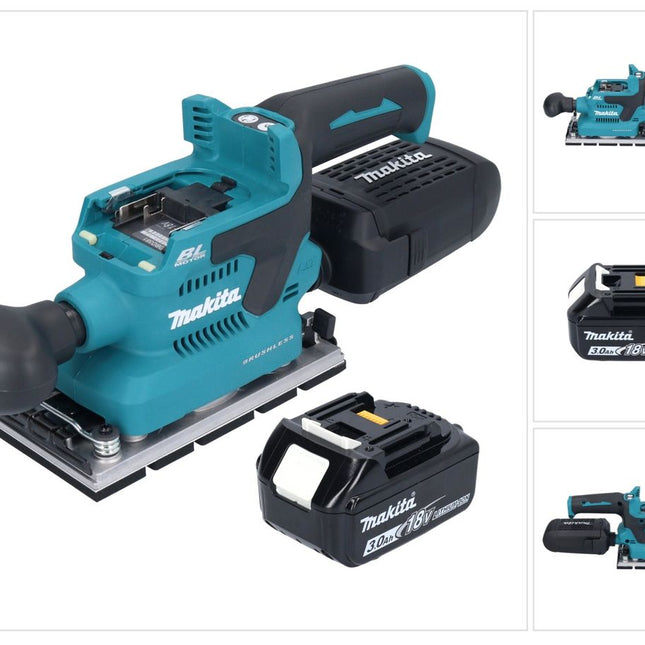 Makita DBO 381 F1U 18 V 93 x 185 mm Levigatrice vibrante a batteria senza spazzole + 1 batteria da 3,0 Ah - senza caricabatterie