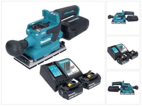 Makita DBO 381 RFU 18 V 93 x 185 mm Vibrofinitrice a batteria senza spazzole + 2 batterie da 3,0 Ah + caricabatterie