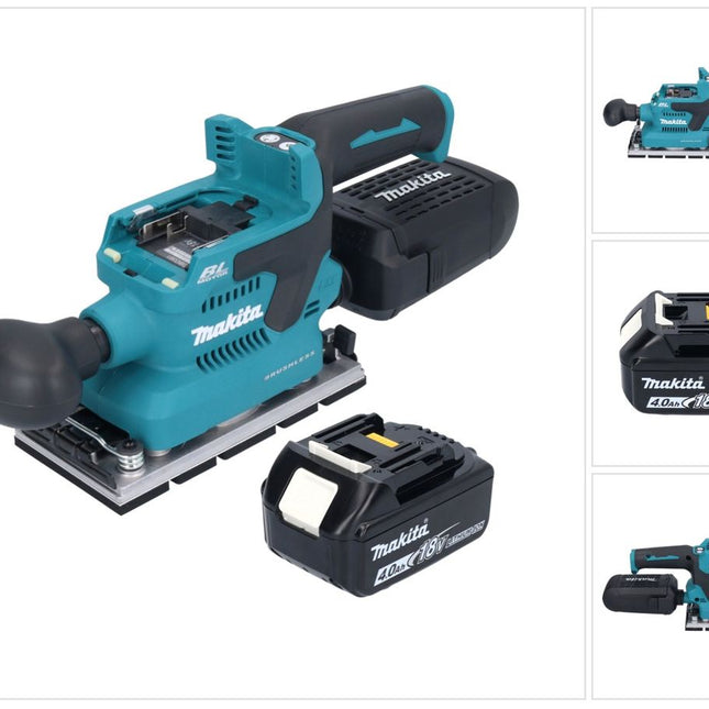 Makita DBO 381 M1U 18 V 93 x 185 mm Levigatrice vibrante a batteria senza spazzole + 1 batteria da 4,0 Ah - senza caricabatterie