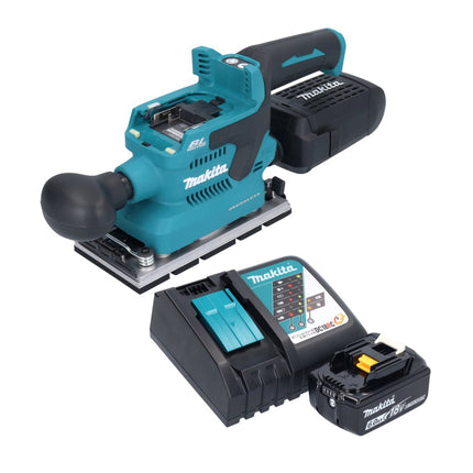 Lijadora vibratoria sin cable Makita DBO 381 RG1U 18 V 93 x 185 mm sin escobillas + 1x batería 6,0 Ah + cargador