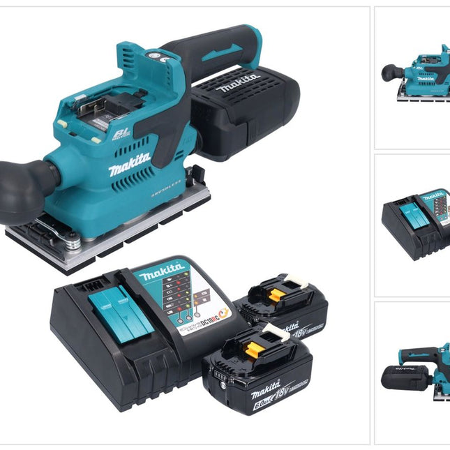 Makita DBO 381 RGU 18 V 93 x 185 mm Vibrofinitrice a batteria senza spazzole + 2x batteria 6,0 Ah + caricabatterie
