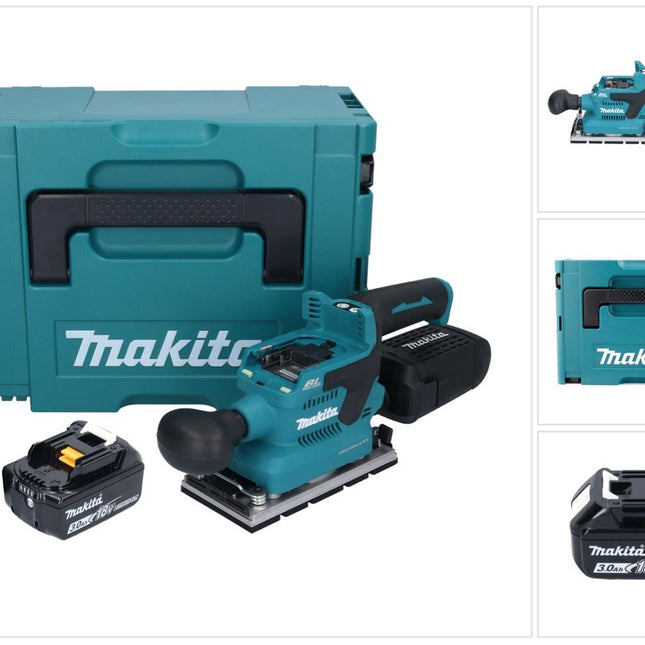 Makita DBO 381 F1JU Akumulatorowa szlifierka oscylacyjna 18 V 93 x 185 mm bezszczotkowa + 1x akumulator 3,0 Ah + Makpac - bez ładowarki