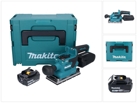 Makita DBO 381 F1JU 18 V 93 x 185 mm Levigatrice vibrante a batteria senza spazzole + 1x batteria 3,0 Ah + Makpac - senza caricabatterie