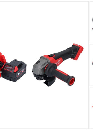 Amoladora angular a batería Milwaukee M18 FSAG125X-401 18 V 125 mm sin escobillas + 1x batería 4,0 Ah + cargador